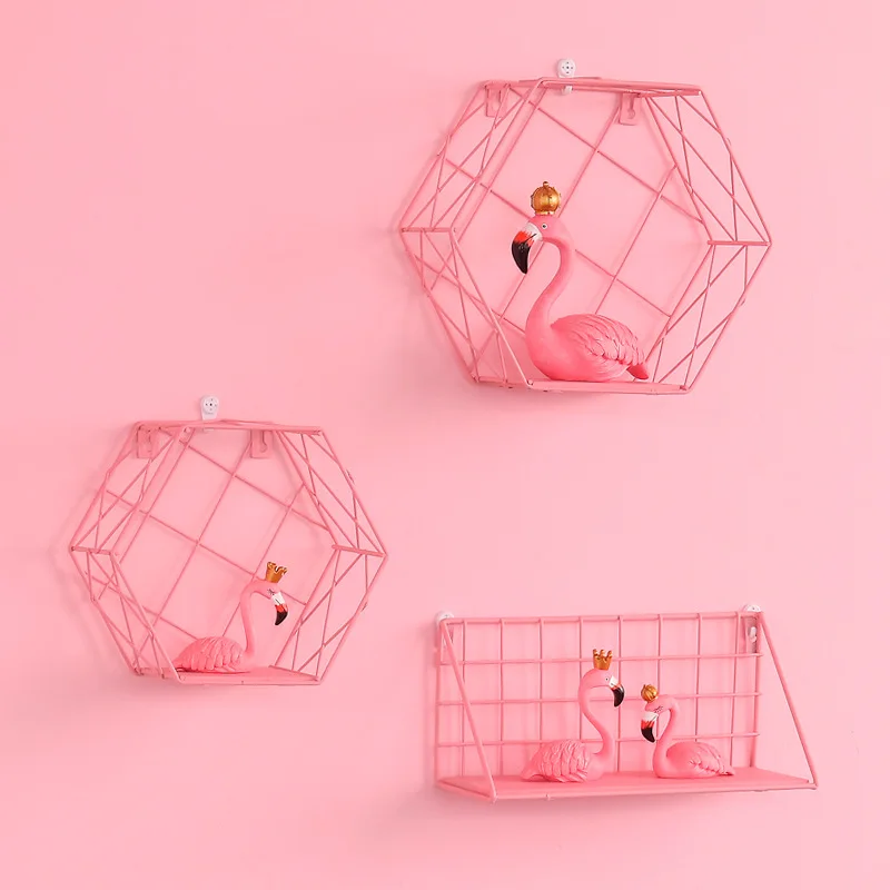 Pink series girl heart wrought iron grid racks (18)