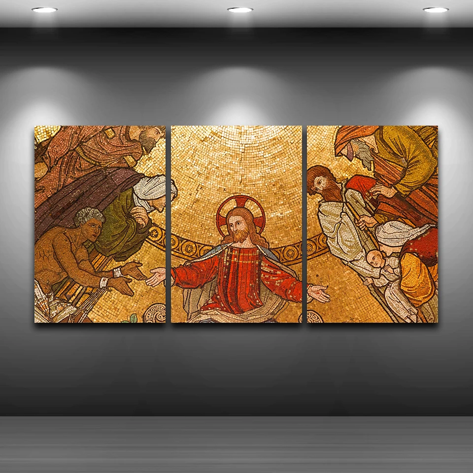 Canvas HD Prints Pictures Wall Art Framework 3 Pieces Jesus Christ