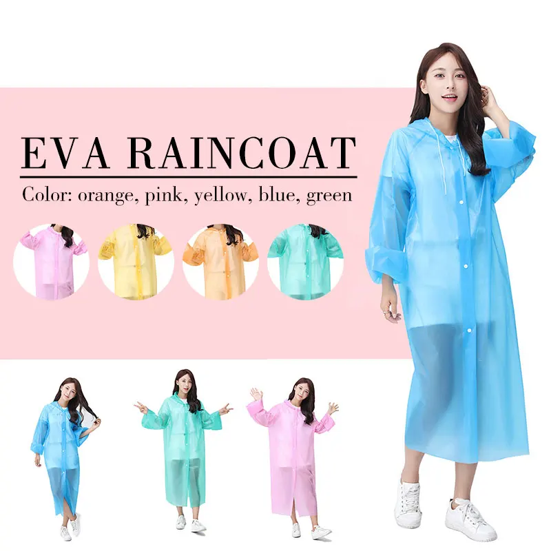 

Adult Raincoat Rain Coat Hood Convenient Polychromatic Unisex Cover Camping Outdoor Poncho