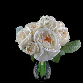 

Silk Flower Wedding Bouquet Roses Dahlias Artificial Flowers Fall Vivid Fake Leaf Wedding Flower Bridal Bouquets Decoration