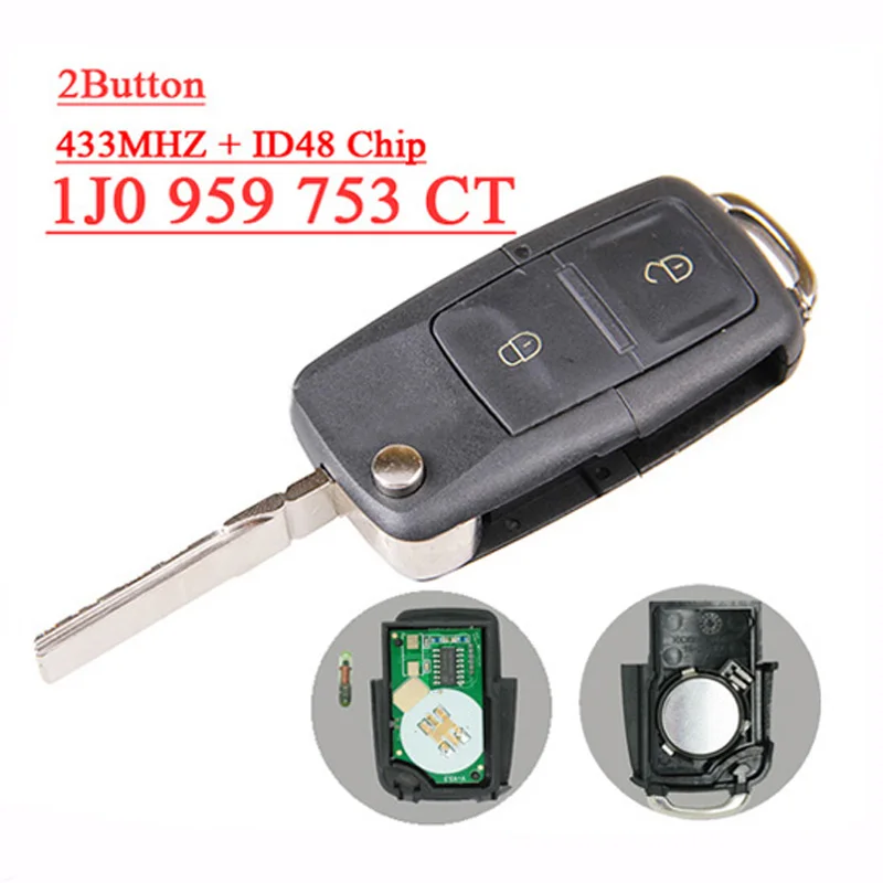 2 Buttons Remote Key For 2002 2005 Volkswagen Polo MK4 1J0959753CTin Car Key from Automobiles
