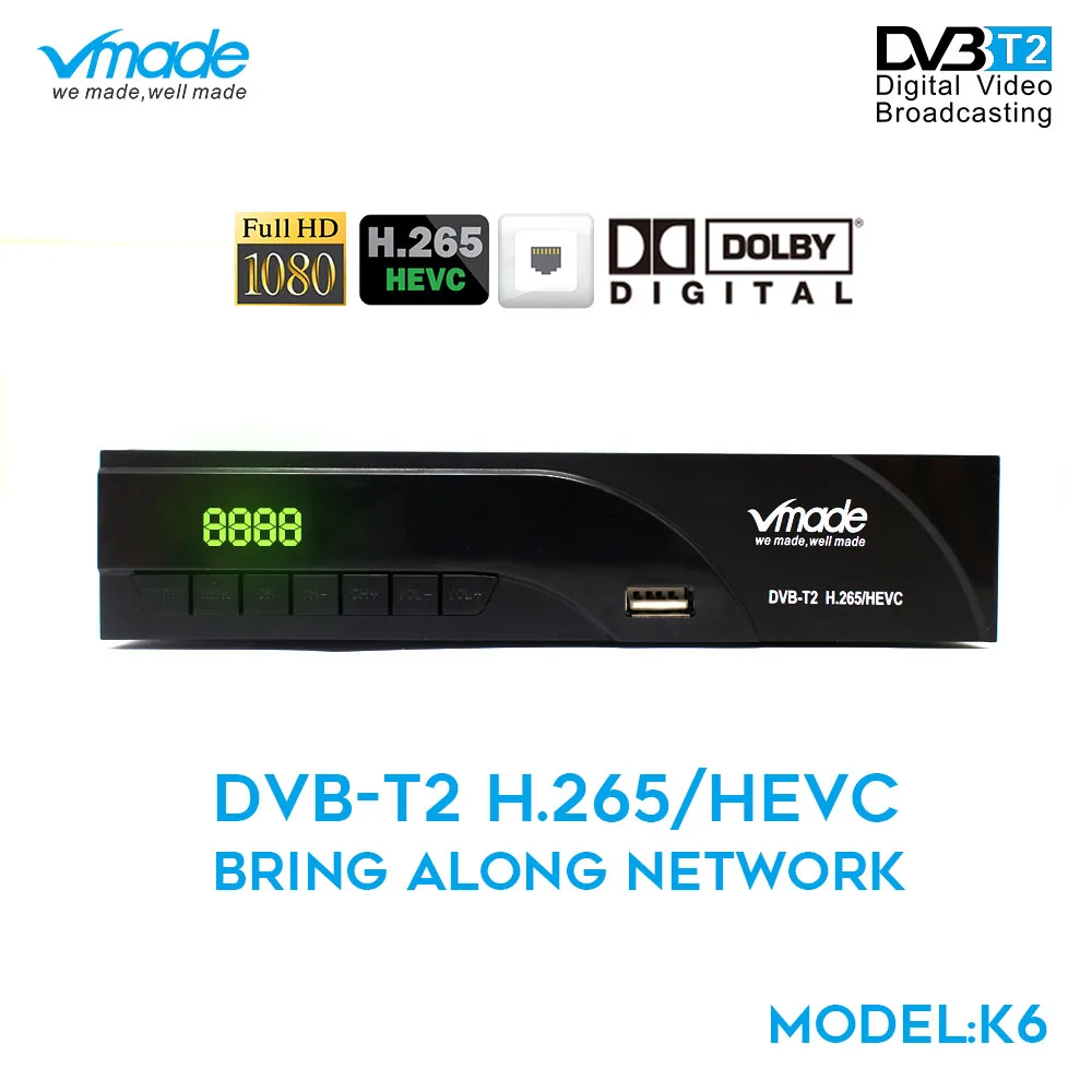 

Vmade full HD 1080p DVB t2 Digital Terrestrial signal receiver DVB t2 K6 h. 265 supports YouTuBe dolby AC-3 MPEG 2/4 set-top box