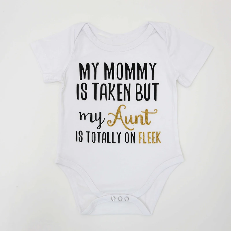 Baby Bodysuit Aunt My Mommy Printed Baby White Onesie Short Sleeve