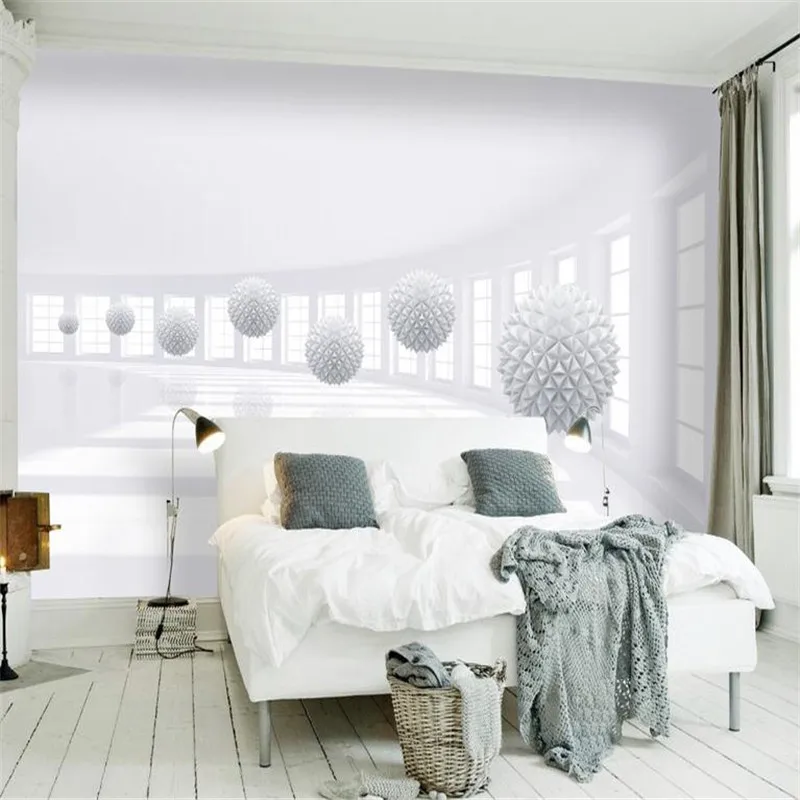 

modern custom 3d photo wallpaper large living room bedroom background wall mural stereoscopic white nordic round ball wallpaper