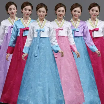 

New Arrival Autumn Woman Elegant Korean Traditional Costume Female Full-sleeve Asian Style Hanbok Dress Dance Performance