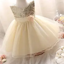 Модное детское платье для девочек 1 год, платье для дня рождения праздничное платье для девочек, расшитое блестками, с цветочным рисунком нарядное платье принцессы для крещения, для девочек, От 0 до 2 лет