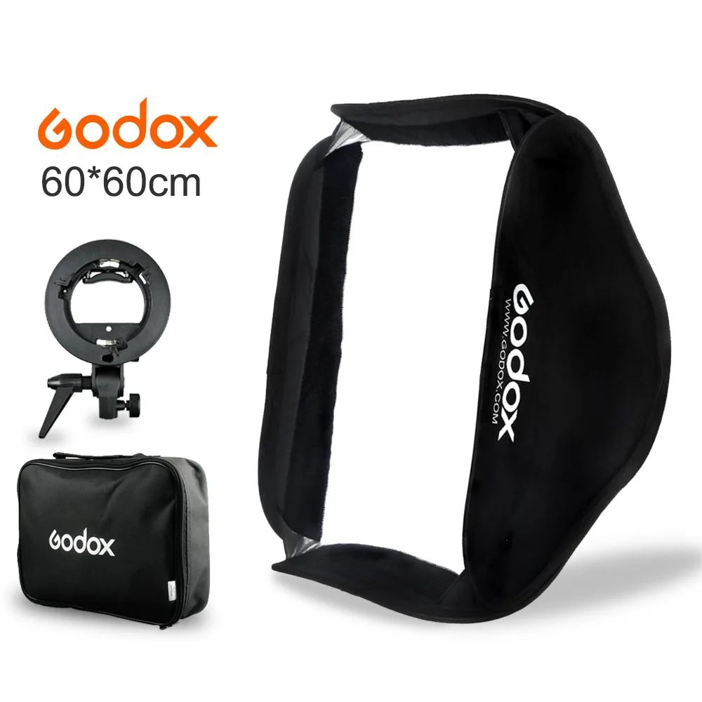 Софтбокс Godox Kit 60x60 см 24*24 дюйма Рассеиватель Вспышки + s образный кронштейн