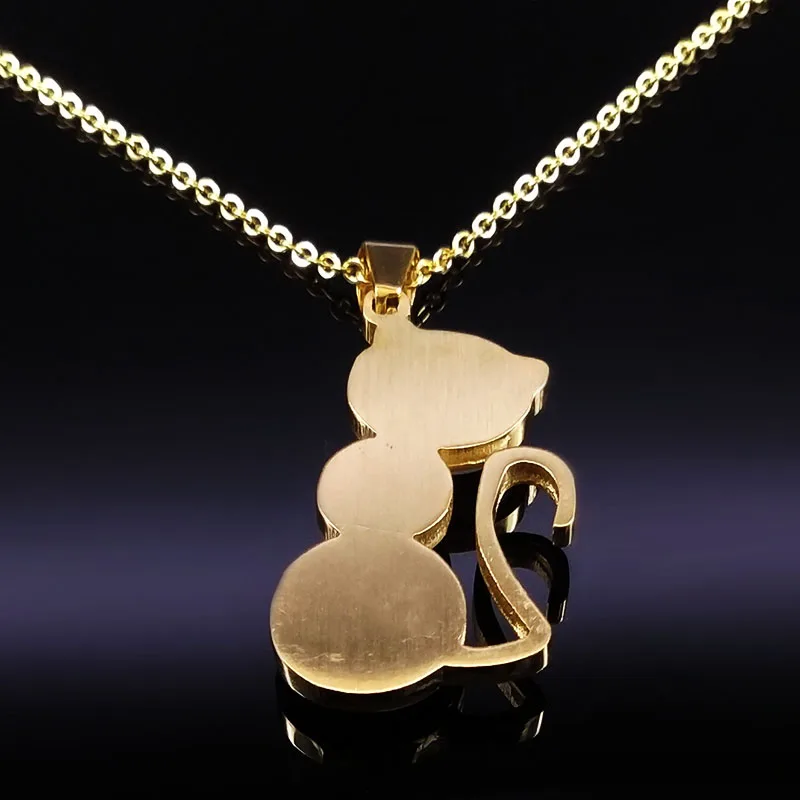 2018 moda gato ópalo pendientes de acero inoxidable collar mujeres oro Color joyería conjuntos juego de joyeria de acero gato 178554