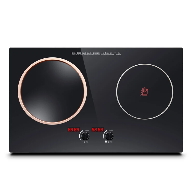 NL2508 Embedded Ceramic Home One Concave One Plat Surface Double Furnace Bulit in Induction Hobs Dual