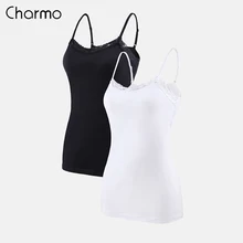 Charmo женский обычный камзол хлопок Мягкий Camisole кружевной топ с регулируемой бретелькой ночное белье набор из 2 Жилеты для бега