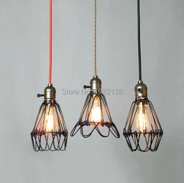 

Black cable Unique American Style edison pendant Light Retro Vintae Bird Cage Decoration Pendant Lamp E27/E26 110V/220V 4 color