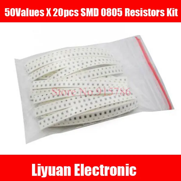 

1000pcs Resistor Pack 50Values X 20pcs SMD 0805 Resistors Kit Resistencias Trousse Chip Fixed 1% 3K-4.7M SMD Resistance
