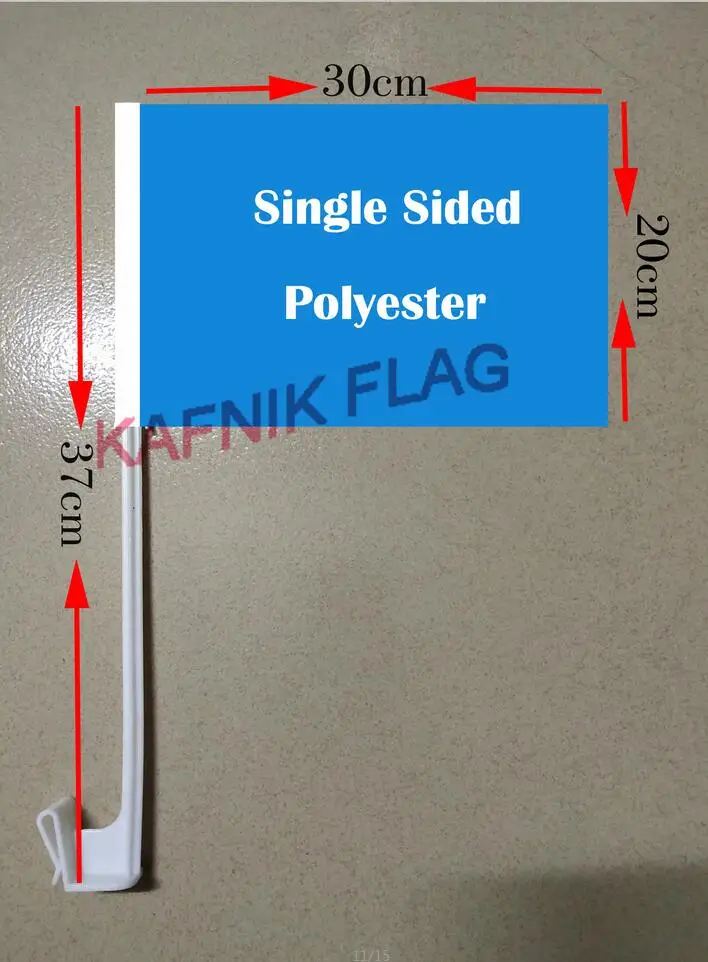 Кафник, изготовленный на заказ полиэстер или сатин односторонний/двухсторонний 20*30 см Автомобильный флаг любой дизайн любой логотип любой страны с 37 см флагштоком - Цвет: Polyester  Single