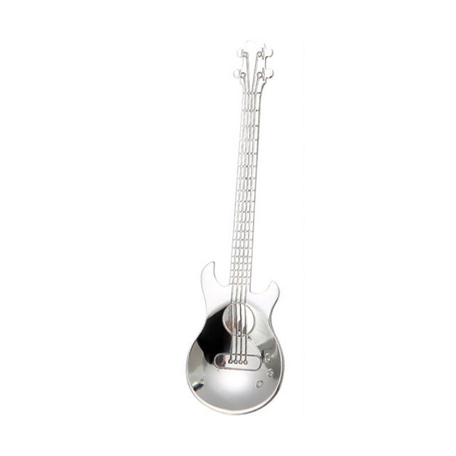 Stainless Steel Cartoon guitar Spoon Creative Milk Coffee Spoon Ice Cream Candy Teaspoon accessories