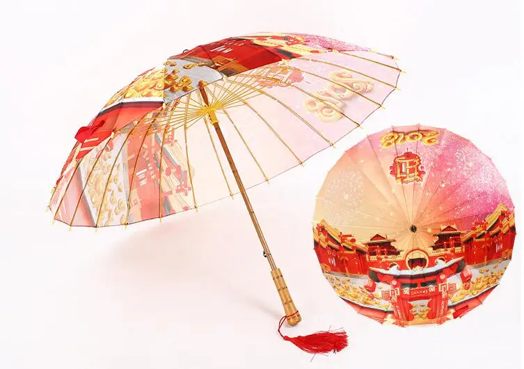 

Long-handled umbrella with double-enlarged 24-bone straight-pole wooden handle to prevent splashing water free shipping