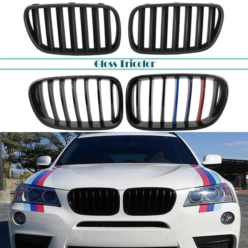 

1SET Front Bumper Racing Grills Kidney Grilles For BMW F25 F26 X3 X4 2010 2011 2012 2013 2014 M Power Performance Accessories