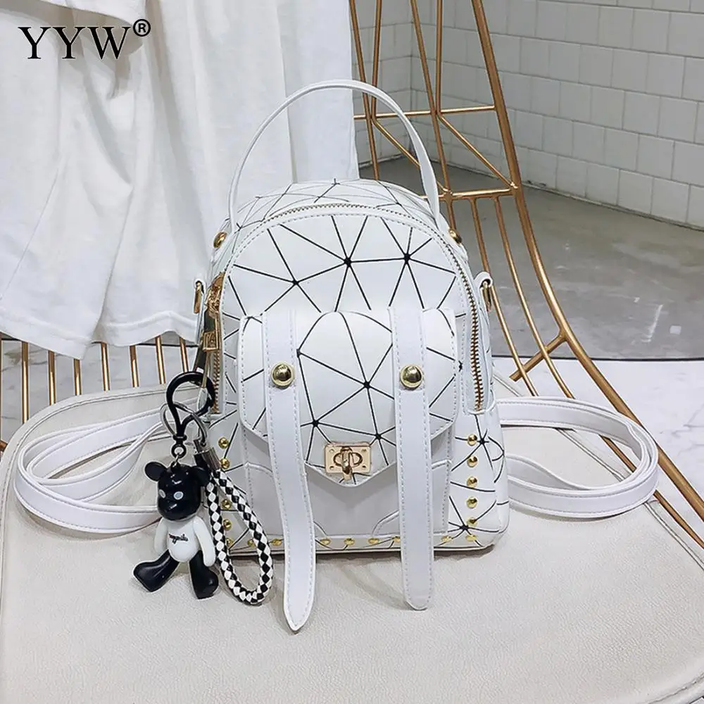 

High Quality PU Leather Outdoor Travel back Bags for Women Backpack Rivet white Waterproof Backpack Schoolbags mochila feminina