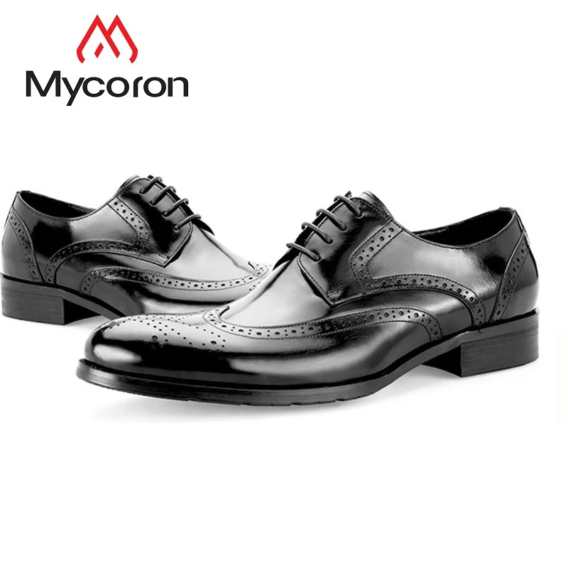 

MYCORON Men Formal Wedding Boots Men Business Luxury Brand Bullock Shoes Men Loafers Pointy Men Shoes Tenis Masculinos