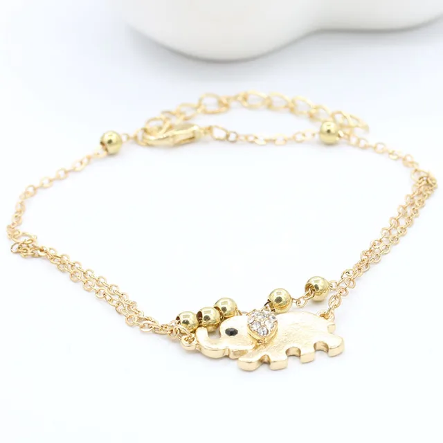 10 Pieces Lot Gold Color Rhinestone Elephant Ankle Bracelet Crystal 10 Pieces Lot Gold Color Rhinestone Elephant Ankle Bracelet Crystal Anklets Women Double Leg Chain