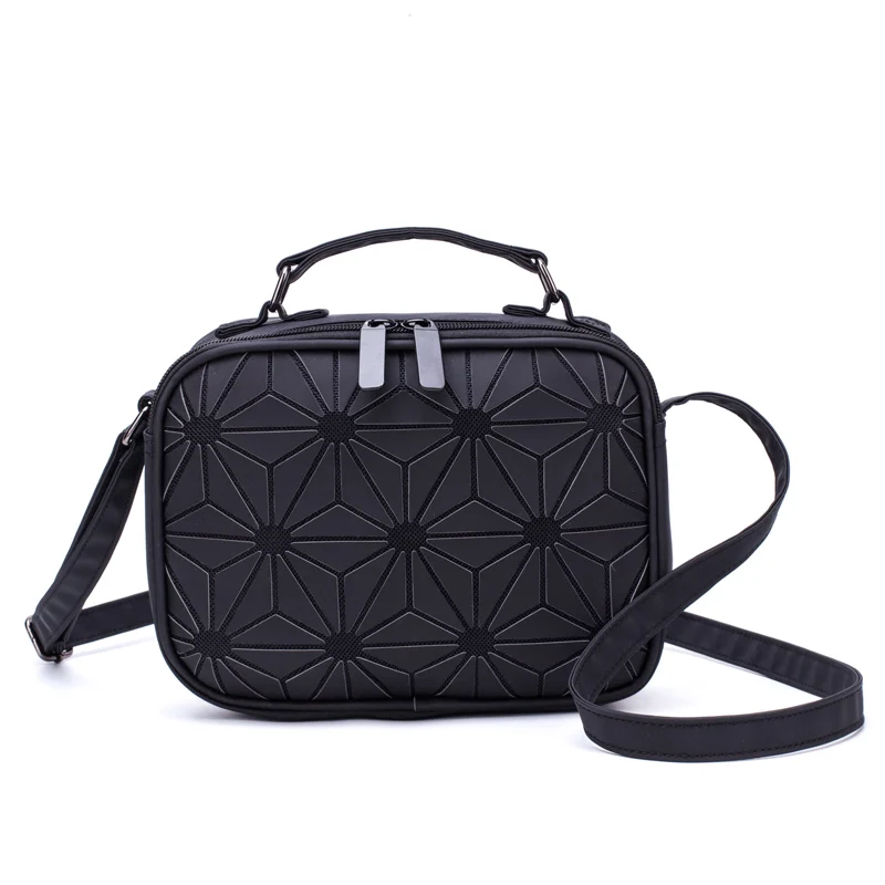 Женская сумка, сумка с геометрическим рисунком, женские кошельки и сумки с блестками, светящиеся простые складные сумки на плечо, голограмма bolsa feminina - Цвет: Black B