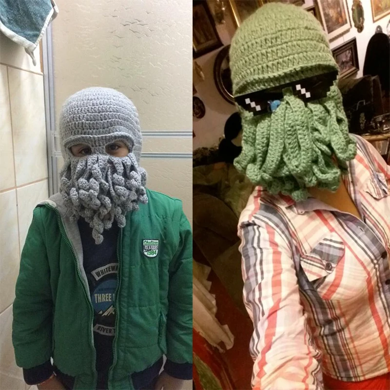 FDBRO велосипедные маски Осьминог забавные щупальцы Cthulhu Вязаная Шапка Лыжная