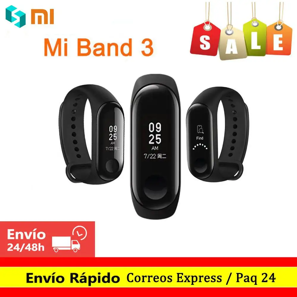

Original Xiaomi Global Version Mi band 3 Rastreador de ejercicios deportivos 5ATM Negro Pulsera inteligente OLED pantalla band3