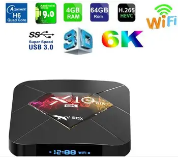 

10PCS R-TV BOX X10 Plus TV Box Android 9.0 4GB RAM +32/64GB ROM Allwinner H6 2.4G WiFi USB 3.0 Support 6K H.265 Set-top Box