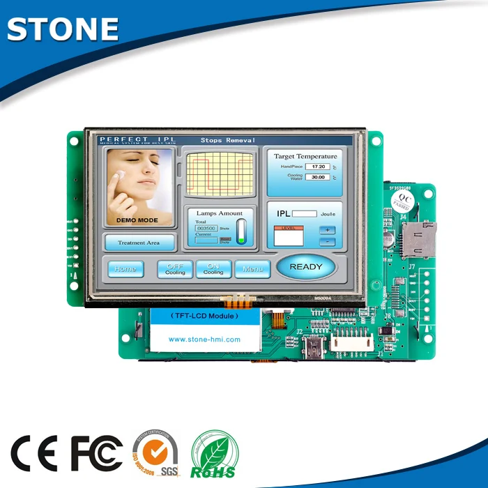 

Touch Screen LCD 5 Inch RS232 / RS485 / TTL / USB Interface