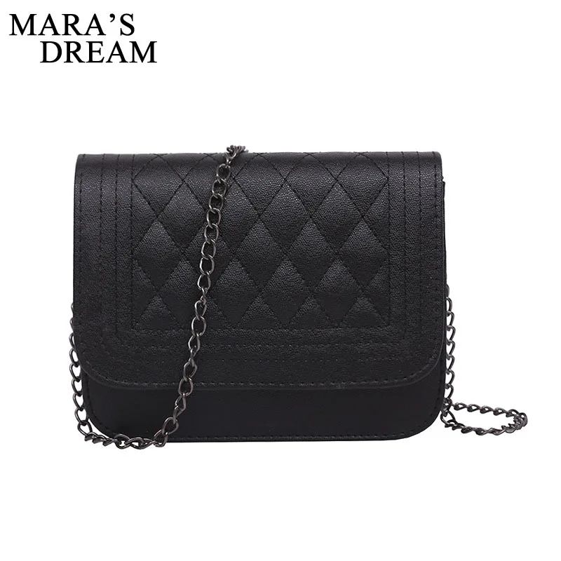 

Mara's Dream 2019 PU Leather Women Messenger Bag Plaid Crossbody Fortnite Chain Trendy Candy Color Small Flap Women Bag Handbag