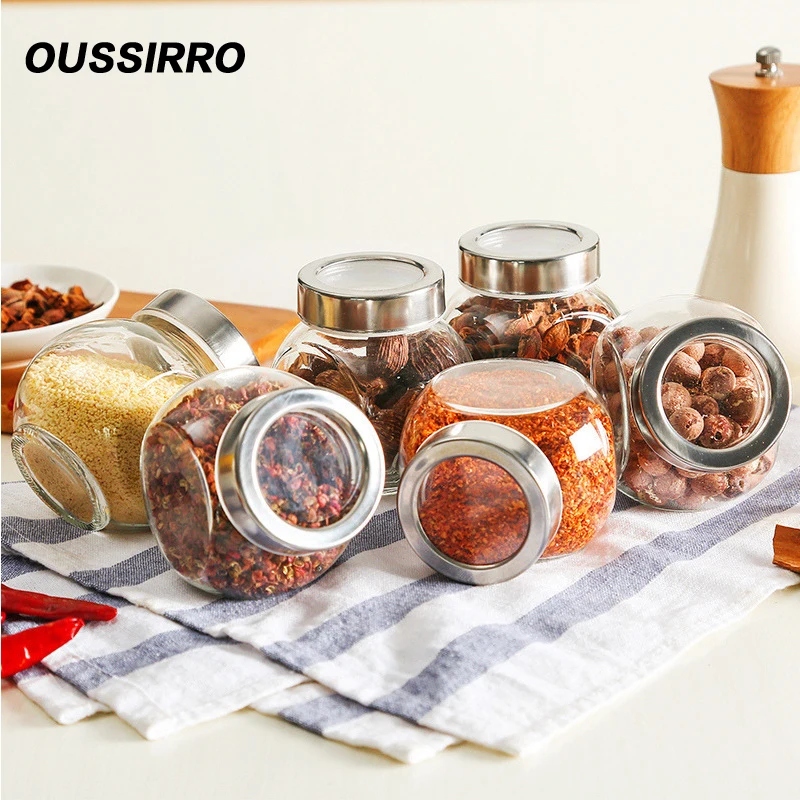 [فيديو] RSCHEF الزجاج مختومة علب/وعاء لحفظ الطعام التوابل الشاي الفاصوليا الحلوى الحفاظ زجاجة أدوات مطبخ حوالي 180 ML