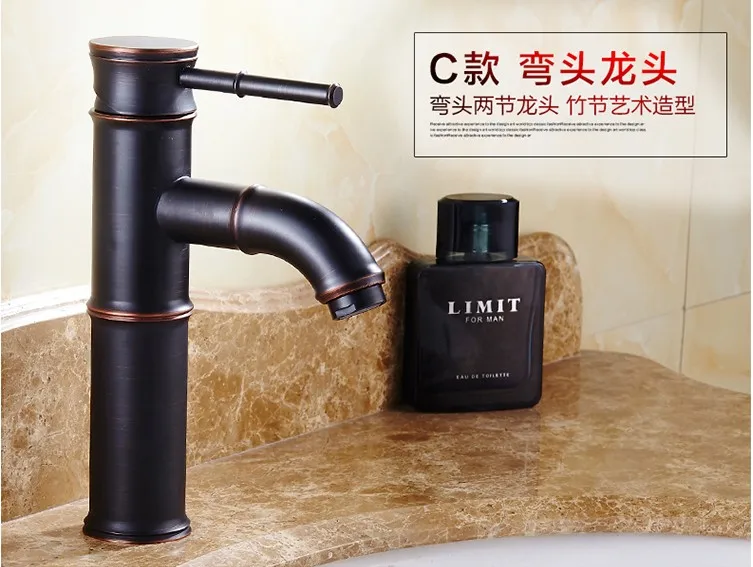 

2015 Deck Easy Mounted Bamboo model Basin Sink Faucet / Bronze Black Finish Bathroom Mixer Faucet/ Waterfall Faucet 605-4