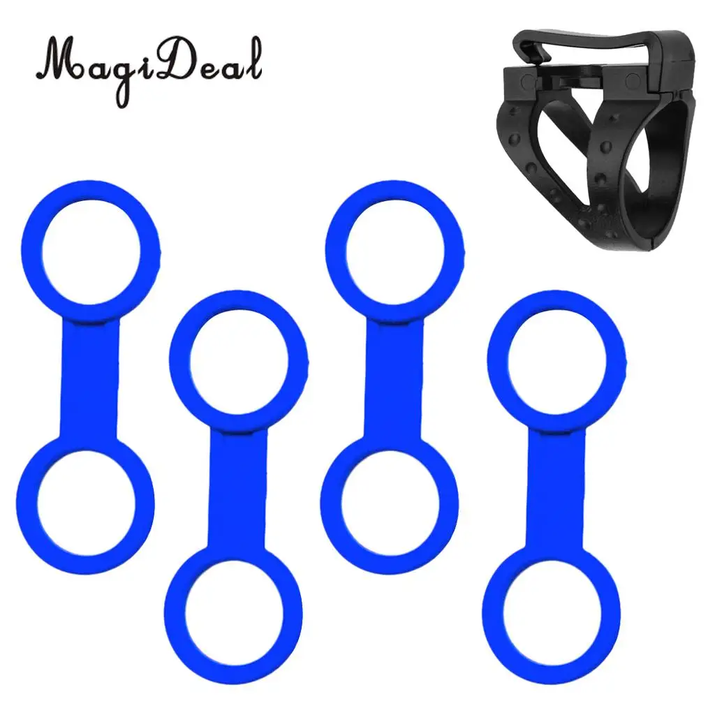 MagiDeal  4 Pcs Snorkel Keeper Rubber Blue + 1x Plastic Detachable Clip Retainer for Scuba Diving Snorkel Gear Spare Parts