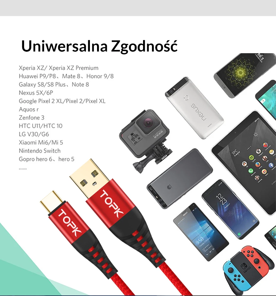 TOPK 1 м(3 фута) usb type-C кабель для samsung S9 S8 type-C кабель для передачи данных для Xiaomi Mi6 мобильный телефон USB кабель USB-C