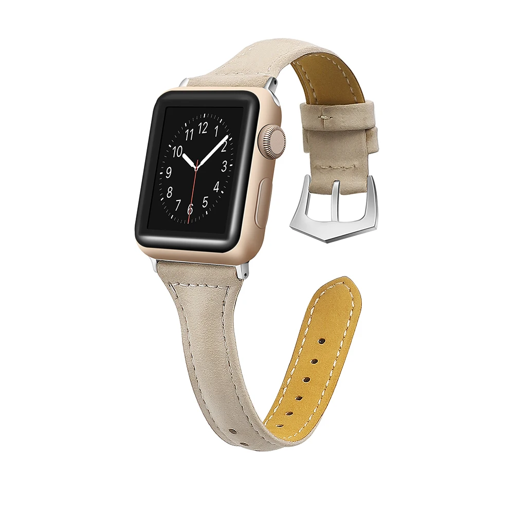 Новые кожаные петля ремешок для iWatch серии 1 & 2 & 3 Спортивные часы группа для Apple Watch ремень с разъем 42 мм 38 мм Натуральная браслет