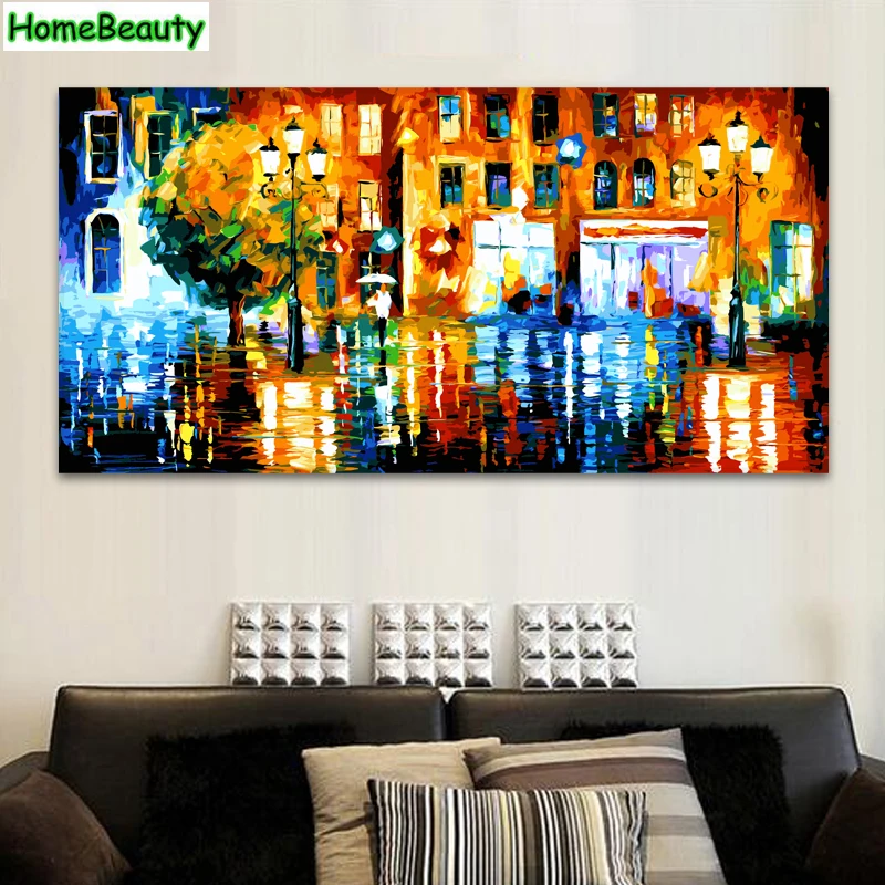 

Home Beauty 50*100 large diy oil picture by numbers modular canvas painting for living room coloring by number city night DY21