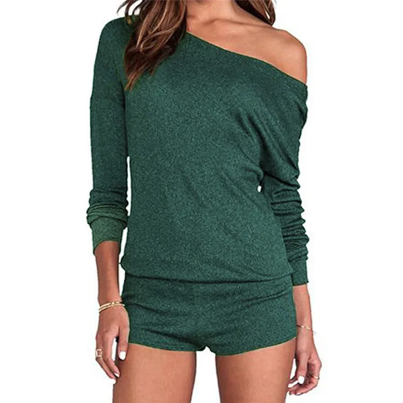 

Off Shoulder Playsuit Bodycon Shorts Jumpsuits For Women 2018 Summer Sexy Bodysuit Long Sleeve Romper Ladies Body Suits Femme