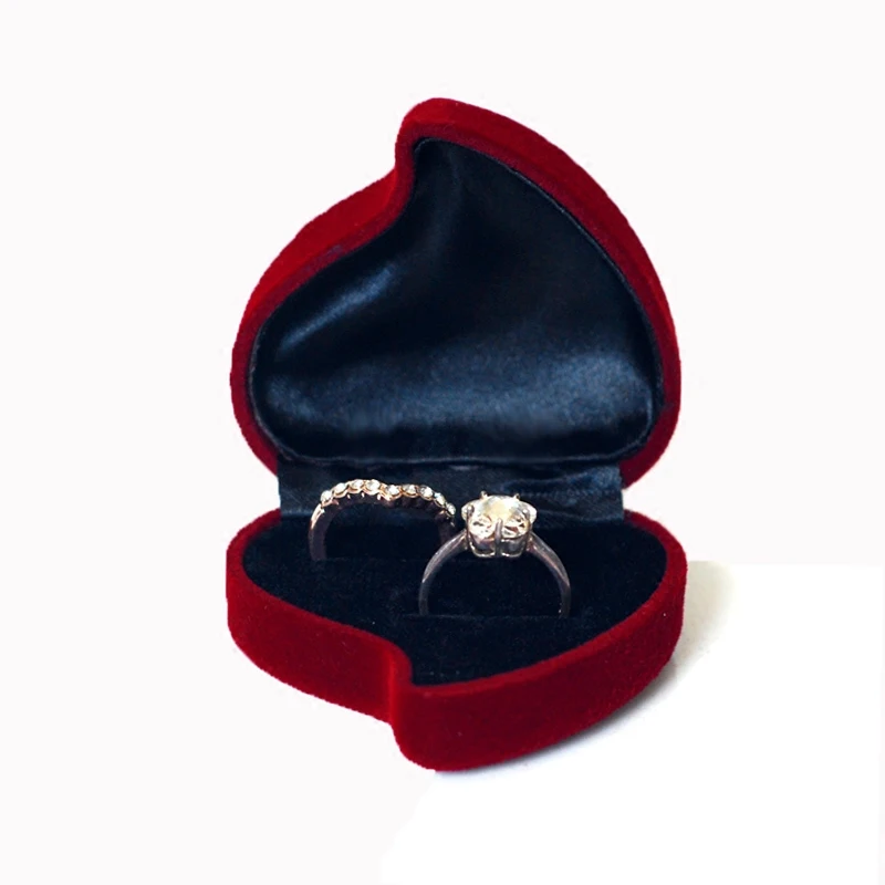 12 шт. коробочки для сережек в форме сердца темно красного цвета|heart shaped ring box|earring
