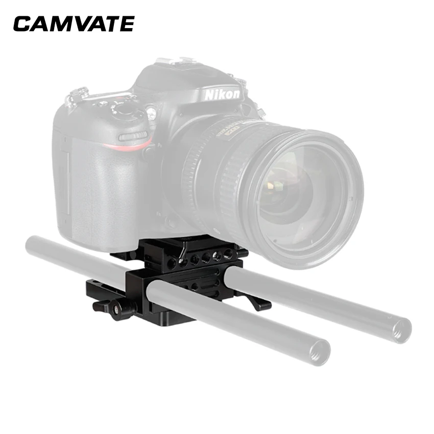 Adaptador com Placa de Montagem Deslizante + Placa Camvate Manfrotto Conectar Base 15mm Dupla Haste Braçadeira C2175 qr - Image 6
