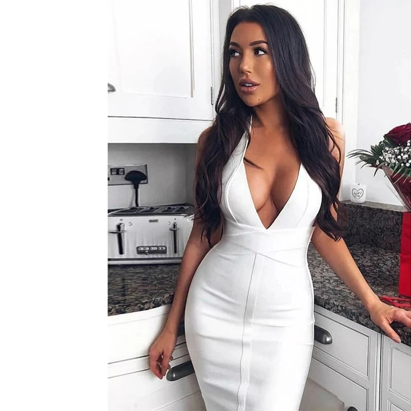 Leger Babe бандаж знаменитости для вечеринок платье сексуальное женское облегающее Холтер Vestidos спинки 2019 Новая мода клуб миди платья для