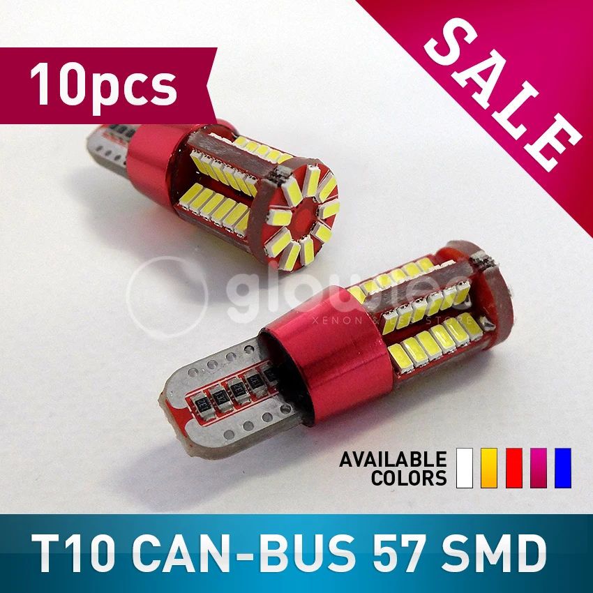 10pcs T10 LED CANBUS SMD 192 2825 w5w super bright 57smd NO Error Car marker Auto Wedge Lights bulb lamps 12V | Автомобили и