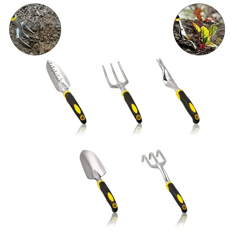

Garden Tool Set Weeder Transplanter Weeding fork Cultivator Trowel 5 PCS gardening Tool Set for Digging Ergonomic Gardening