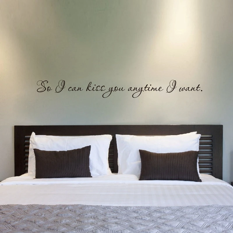 

Free shipping Romantic quote wall stickers bedroom decor , Vinyl wall decals kiss you for bedroom