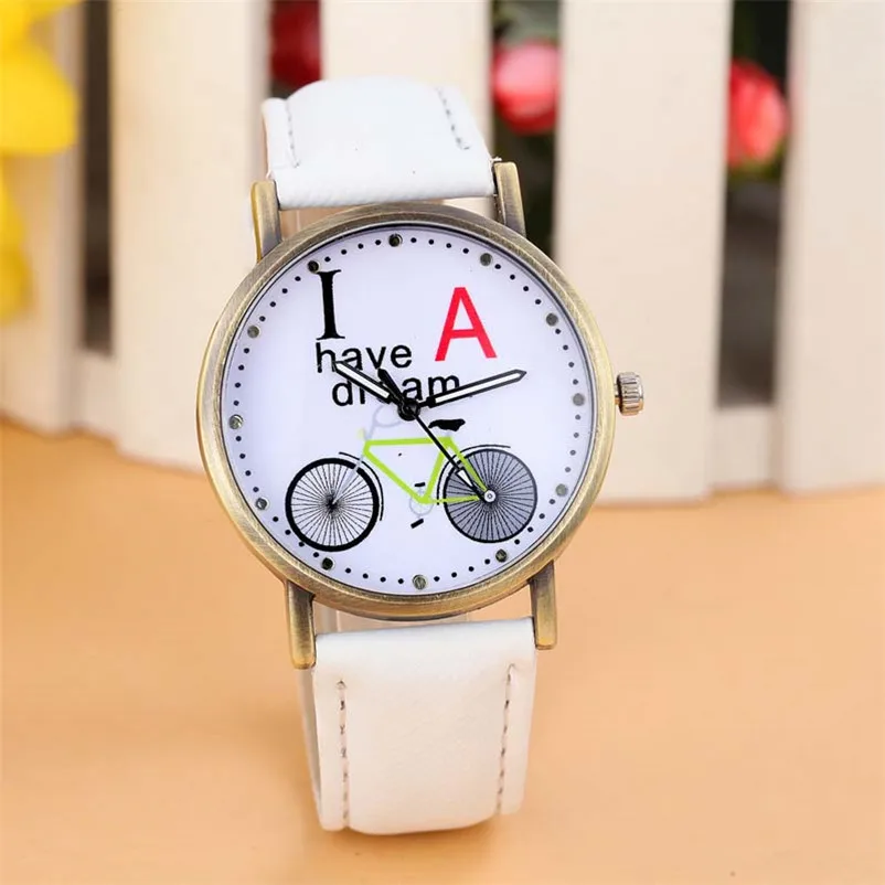 Women's watches with leather bands Fashion Denim Strap Watches Bicycle Pattern wrist watches women clock relogio feminino M17 (1)