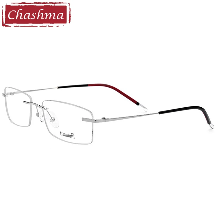 Бренд Chashma, мужские очки высшего качества, без оправы, IP покрытие, не теряет цвет, светильник, чистый титан, гибкие оправы для очков - Цвет оправы: Silver