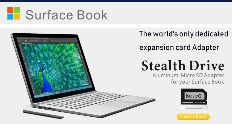 BaseQi NinjaDrive алюминиевый Micro SD/TF адаптер для microsoft Surface Book 1" /15"