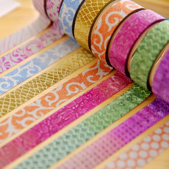 10m*15mm Creative Purple Washi Tape Glitter Flash Stickers Diy Album  Decoration Adhesive Hand Account Tape Masking Tape 1 Pcs - Washi Tape -  AliExpress