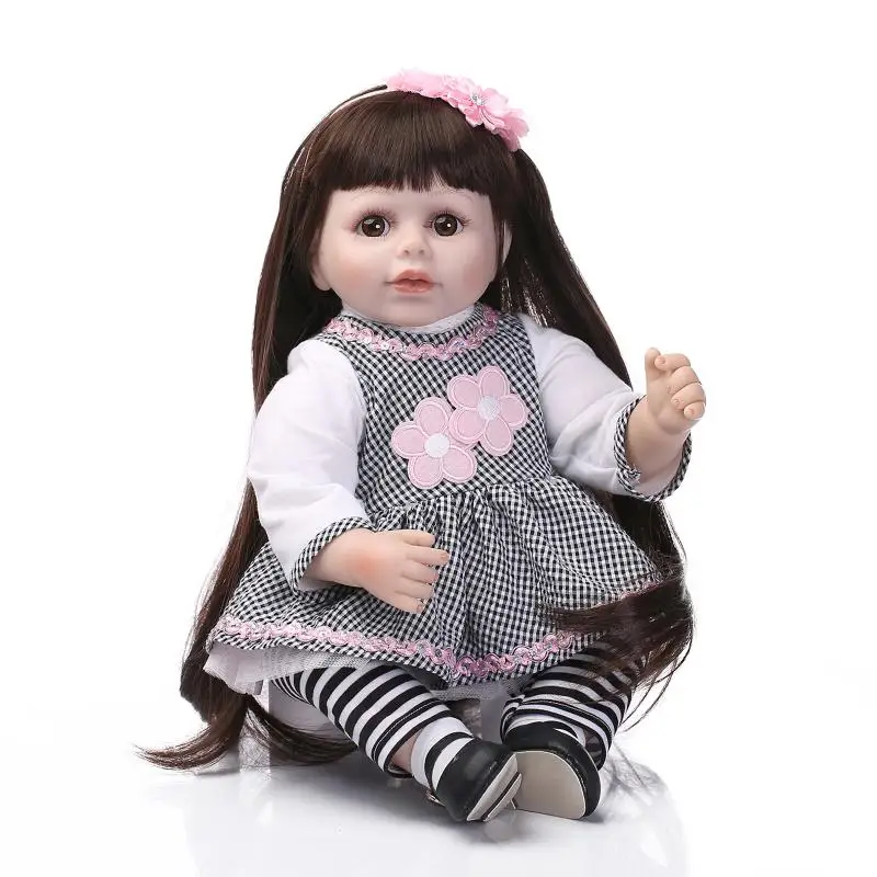 Cute Long hair girl princess dolls reborn 55CM size girl doll gift play house toys  bonecas baby alive