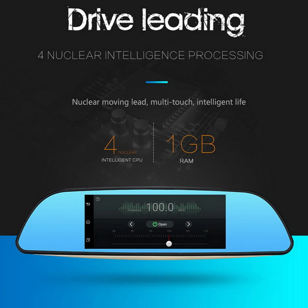 

Map Free Update ROM 16GB Camera Rearview mirror 7 inch Full HD 1080P Bluetooth WIFI FMDual Lens Special Android 4.4 Car DVR