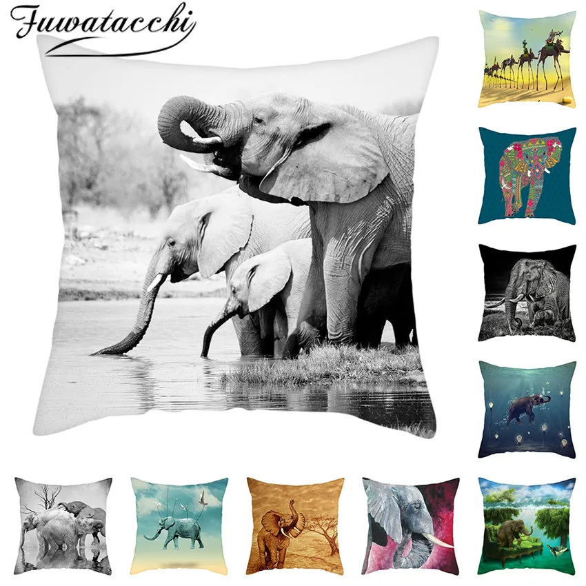

Fuwatacchi Elephant Picture Cushion Cover 21 style Pillow Case 45x45cm Home Decorating Pillows Cover Home Decoration Accessories