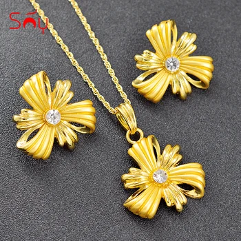 

Sunny Jewelry Hot Selling Flower Jewelry Set For Women Necklace Earrings Pendant Romantic Jewelry Findings For Engagement Gift